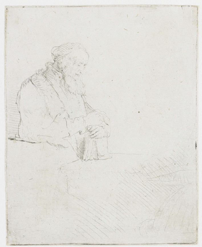  伦勃朗·梵·莱茵 Rembrandt van Rijn——老人侧面素描